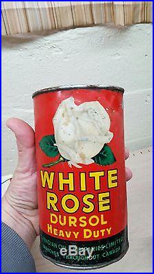 VINTAGE ADVERTISING WHITE ROSE DURSOL Motor Oil sign tin canadian can