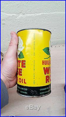VINTAGE ADVERTISING WHITE ROSE Motor Oil sign tin canadian can