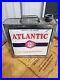 VINTAGE ATLANTIC RUSSIAN WHITE OIL TIN LITHO EARLY SLIM 1 GALLON CAN Inv382