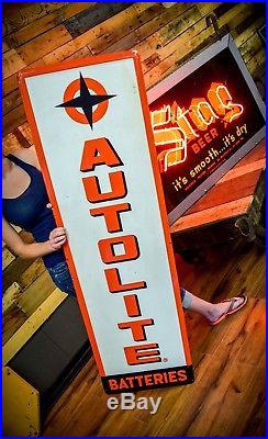 VINTAGE AUTOLITE-BATTERIES METAL SIGN NICE CONDITION Gas Oil Advertising Station