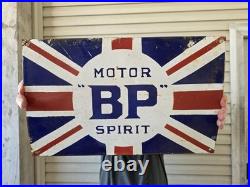 VINTAGE BP MOTOR SPIRIT PORCELAIN SIGN BRITISH GAS FUEL LONDON 16x10