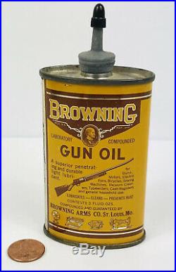 VINTAGE BROWNING GUN OIL CAN, TIN 3 OZ. LEAD TOP-Handy Oiler, E+ CONDITION