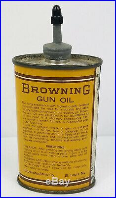 VINTAGE BROWNING GUN OIL CAN, TIN 3 OZ. LEAD TOP-Handy Oiler, E+ CONDITION