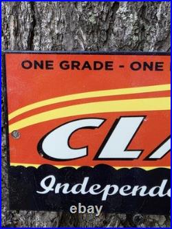 VINTAGE CLARKS INDEPENDENT SUPER GAS PORCELAIN SIGN CAR GAS OIL PLANE 12x5 VINTAGE CLARKS INDEPENDENT SUPER GAS PORCELAIN SIGN CAR GAS OIL PLANE 12x5