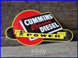 VINTAGE CUMMINS DEPENDABLE DIESEL POWER PORCELAIN SIGN 12x6.5