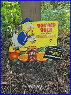 VINTAGE DONALD DUCK Florida ORANGE JUICE OIL GASOLINE SODA POP PORCELAIN SIGN VINTAGE DONALD DUCK Florida ORANGE JUICE OIL GASOLINE SODA POP PORCELAIN SIGN