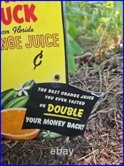 VINTAGE DONALD DUCK Florida ORANGE JUICE OIL GASOLINE SODA POP PORCELAIN SIGN VINTAGE DONALD DUCK Florida ORANGE JUICE OIL GASOLINE SODA POP PORCELAIN SIGN