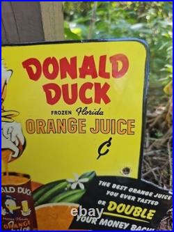 VINTAGE DONALD DUCK Florida ORANGE JUICE OIL GASOLINE SODA POP PORCELAIN SIGN VINTAGE DONALD DUCK Florida ORANGE JUICE OIL GASOLINE SODA POP PORCELAIN SIGN