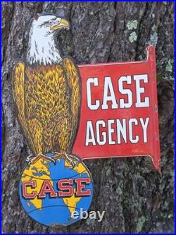 VINTAGE DOUBLE SIDED CASE AGENCY PORCELAIN SIGN 18x12