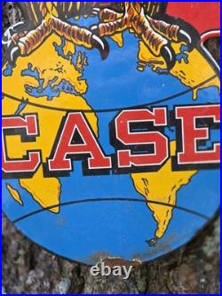 VINTAGE DOUBLE SIDED CASE AGENCY PORCELAIN SIGN 18x12