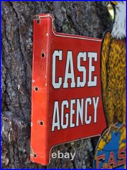 VINTAGE DOUBLE SIDED CASE AGENCY PORCELAIN SIGN 18x12
