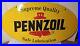VINTAGE DOUBLE SIDED PAINTED ENAMEL PENNZOIL OVAL SIGN 31 x 18 GAS OIL Scioto