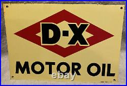 VINTAGE DX MOTOR OIL SIGN GASOLINE D-X OIL Dated 1952 19 1/2 By 13 3/4 NOS