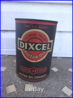 VINTAGE Dixcel Motor Oil Can Milton Oil Co. Empty Farm Find Scarce 1 Quart Size