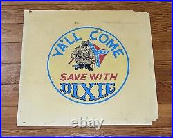 VINTAGE Dixie Gasoline Plastic Advertising Sign Gas Station 1960's