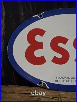 VINTAGE ESSO GASOLINE PORCELAIN ENAMEL GAS STATION SIGN 12x8