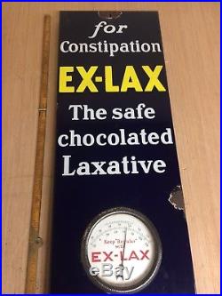 VINTAGE EX-LAX PORCELAIN SIGN DIAL THERMOMETER 36 X 8 Drug Store Gas And Oil