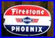 VINTAGE FIRESTONE PORCELAIN METAL SIGN 19-1/2 x 12 REIFEN PHOENIX OIL TIRES