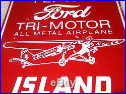 Vintage Ford Tri-motor All Metal Airplane 12 X 8 Porcelain Gas & Oil Sign Nr
