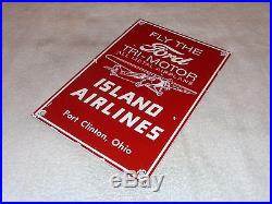 Vintage Ford Tri-motor All Metal Airplane 12 X 8 Porcelain Gas & Oil Sign Nr
