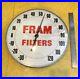 VINTAGE FRAM FILTERS OIL GAS STATION Round THERMOMETER SIGN Glass Dome Face Old