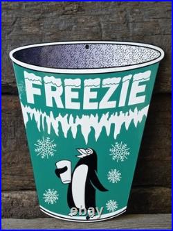 VINTAGE FREEZIE PORCELAIN SIGN NICE SHAPE 12x10