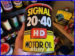 VINTAGE FULL NOS 1950's SIGNAL 20-40 1-QUART MOTOR OIL CAN NICE FOR ITS AGE