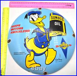 VINTAGE GENUINE SUNOCO PORCELAIN SIGN PUMP PLATE GAS STATION OIL 12 x 12