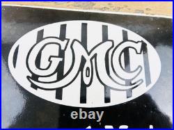 VINTAGE GMC TRUCKS 8x8 SALES SERVICE DEALERSHIP GAS STATION PORCELAIN OIL SIGN