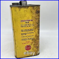 VINTAGE GRAND CHAMPION MOTOR OIL 2 GALLON Gas Can Rusty Metal Race Car Made USA