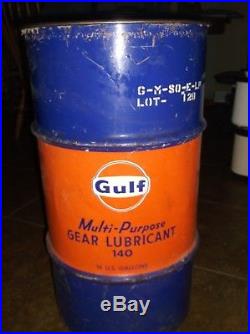 VINTAGE GULF Gear Lubricant Oil BARREL 16 Gallon Drum Gas Station Man Cave