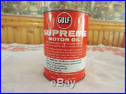 Vintage Gulf Supreme 1 Quart Motor Oil Can