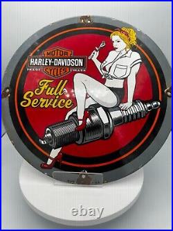 VINTAGE HARLEY DAVIDSON MOTORCYCLE SIGN FULL SERVICE GAS OIL Made In USA. 1964