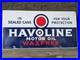 VINTAGE HAVOLINE MOTOR OIL PORCELAIN SIGN'WAXFREE' CAR GAS AUTO APX 21x11