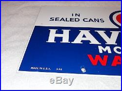 Vintage Havoline Wax Free 21 1/2 X 10 1/2 Porcelain Gas & Motor Oil Sign Nr