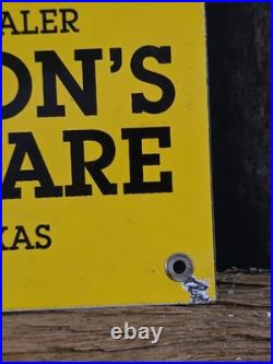 VINTAGE IT'S A REMINGTON PORCELAIN SIGN HOUSTON HARDWARE AMMUNITION 14x10