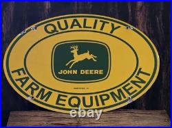 VINTAGE JOHN DEERE TRACTOR PORCELAIN SIGN QUALITY FARM EQUIPMENT 16.5x11