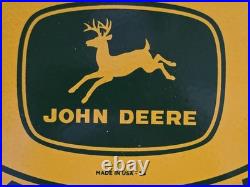 VINTAGE JOHN DEERE TRACTOR PORCELAIN SIGN QUALITY FARM EQUIPMENT 16.5x11