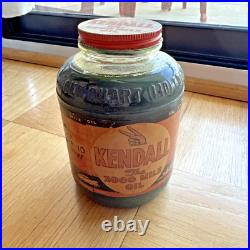 VINTAGE! Kendall The 2000 Mile Oil No. X-12 Antique Oil Jar quart FULL VINTAGE! Kendall The 2000 Mile Oil No. X-12 Antique Oil Jar quart FULL