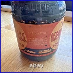 VINTAGE! Kendall The 2000 Mile Oil No. X-12 Antique Oil Jar quart FULL VINTAGE! Kendall The 2000 Mile Oil No. X-12 Antique Oil Jar quart FULL