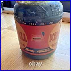 VINTAGE! Kendall The 2000 Mile Oil No. X-12 Antique Oil Jar quart FULL VINTAGE! Kendall The 2000 Mile Oil No. X-12 Antique Oil Jar quart FULL