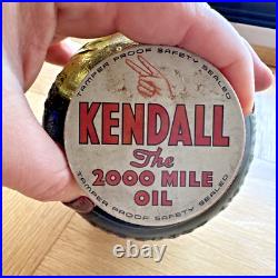 VINTAGE! Kendall The 2000 Mile Oil No. X-12 Antique Oil Jar quart FULL VINTAGE! Kendall The 2000 Mile Oil No. X-12 Antique Oil Jar quart FULL