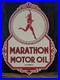 VINTAGE MARATHON MOTOR OIL PORCELAIN SIGN 10x8.5