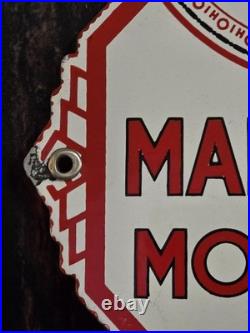 VINTAGE MARATHON MOTOR OIL PORCELAIN SIGN 10x8.5