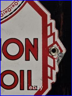 VINTAGE MARATHON MOTOR OIL PORCELAIN SIGN 10x8.5