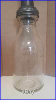 VINTAGE MC. COLL-FRONTENAC 1920's OIL SPOUT & GLASS JAR ANTIQUE BOTTLE RED INDIAN