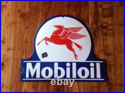 VINTAGE MOBIL OIL PORCELAIN SIGN 16-1/2 x 13-1/4 PEGASUS RACING PUMP GARAGE VINTAGE MOBIL OIL PORCELAIN SIGN 16-1/2 x 13-1/4 PEGASUS RACING PUMP GARAGE
