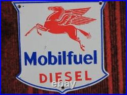 VINTAGE MOBILFUEL DIESEL PEGASUS PORCELAIN ENAMEL OIL & GAS SIGN SIZE 6 x 6