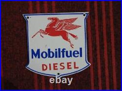 VINTAGE MOBILFUEL DIESEL PEGASUS PORCELAIN ENAMEL OIL & GAS SIGN SIZE 6 x 6