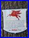 VINTAGE MOBILGAS DEALER RESTROOM PLEDGE PORCELAIN SIGN WITH PEGASUS 12 x 12